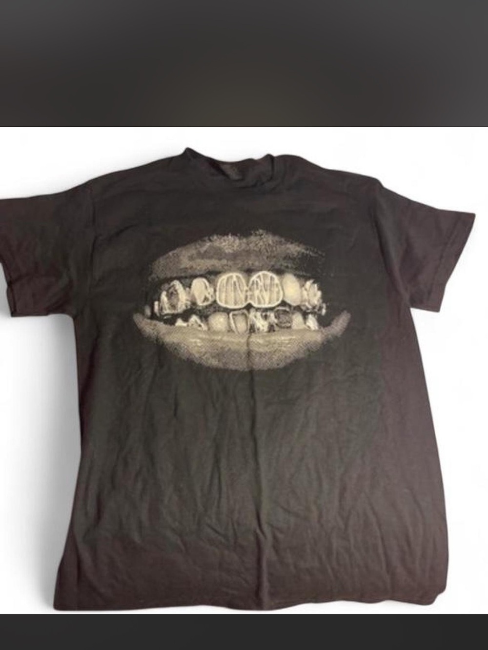 Gildan Black Short-Sleeve Tee with Gold Grill Mouth Graphic